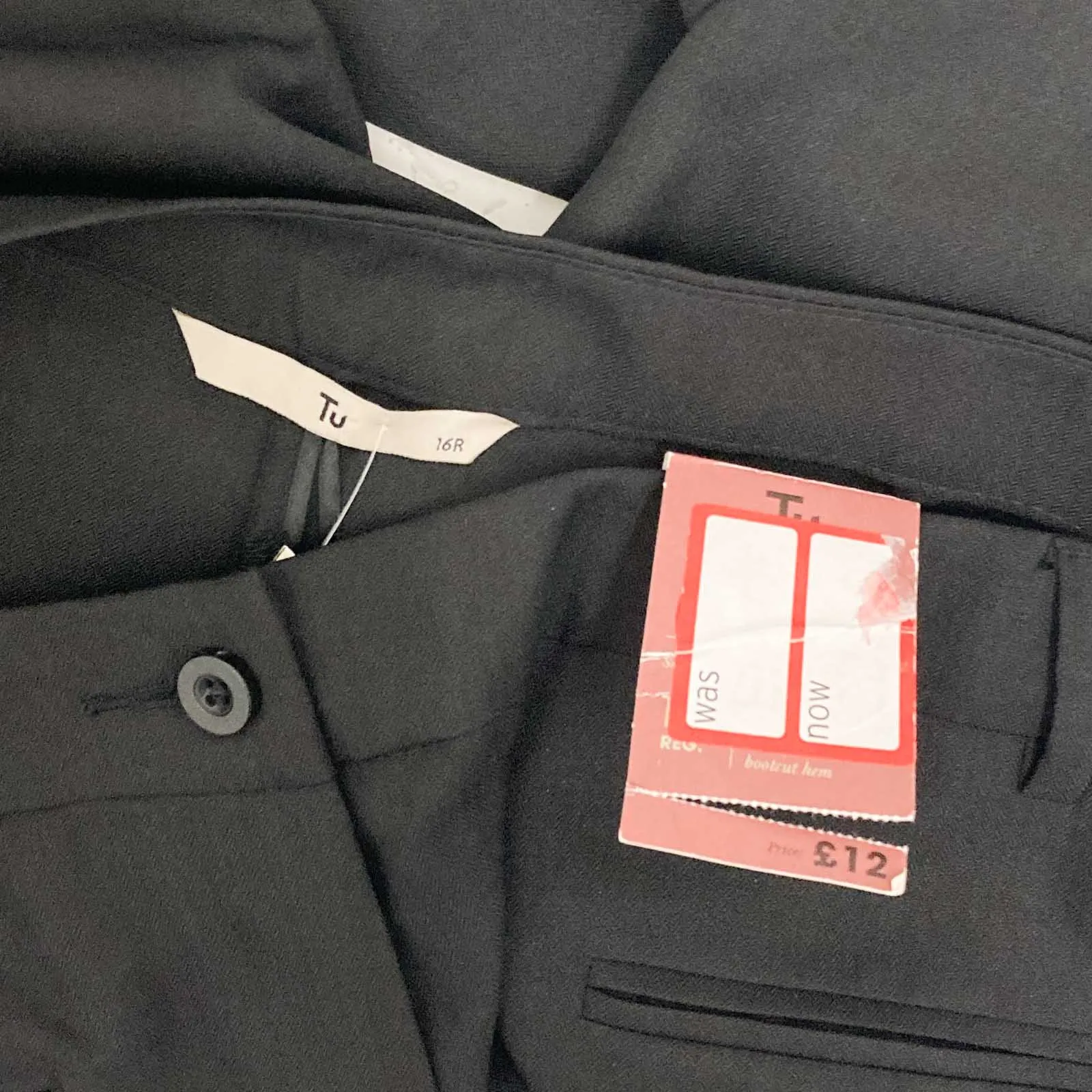 TU Trousers UK 16 Black Tailored Slim Bootcut