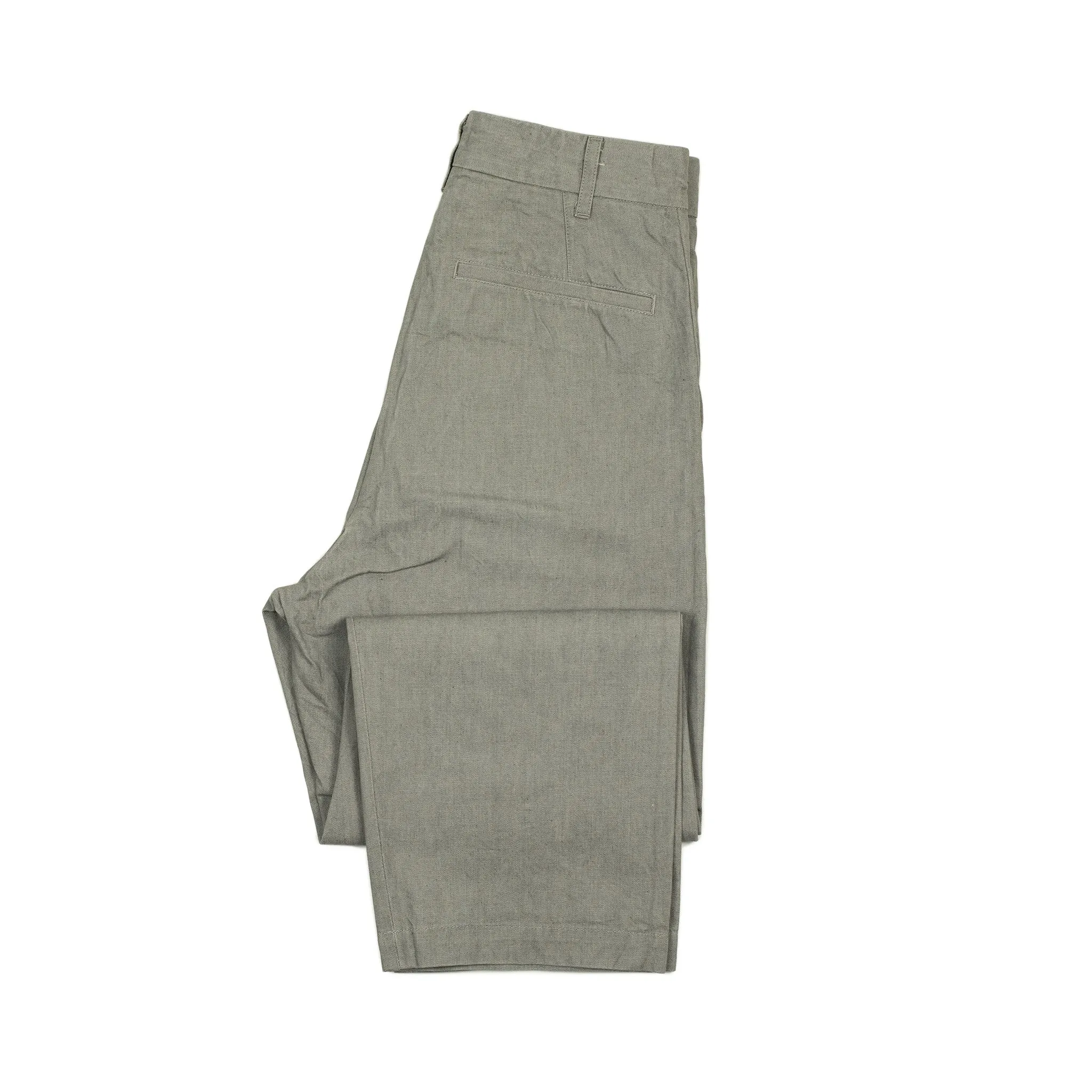 Two tuck trousers in light grey cotton denim