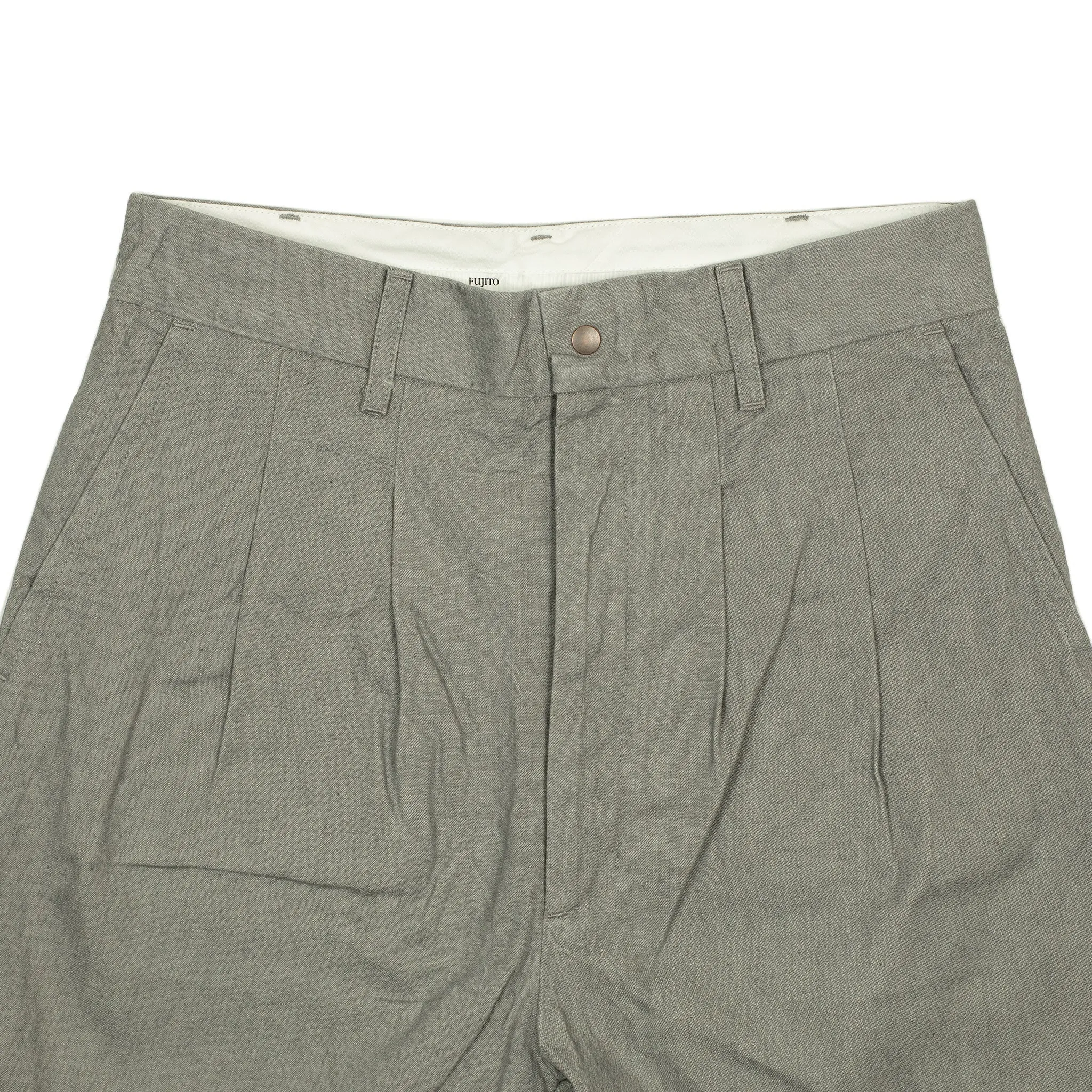 Two tuck trousers in light grey cotton denim