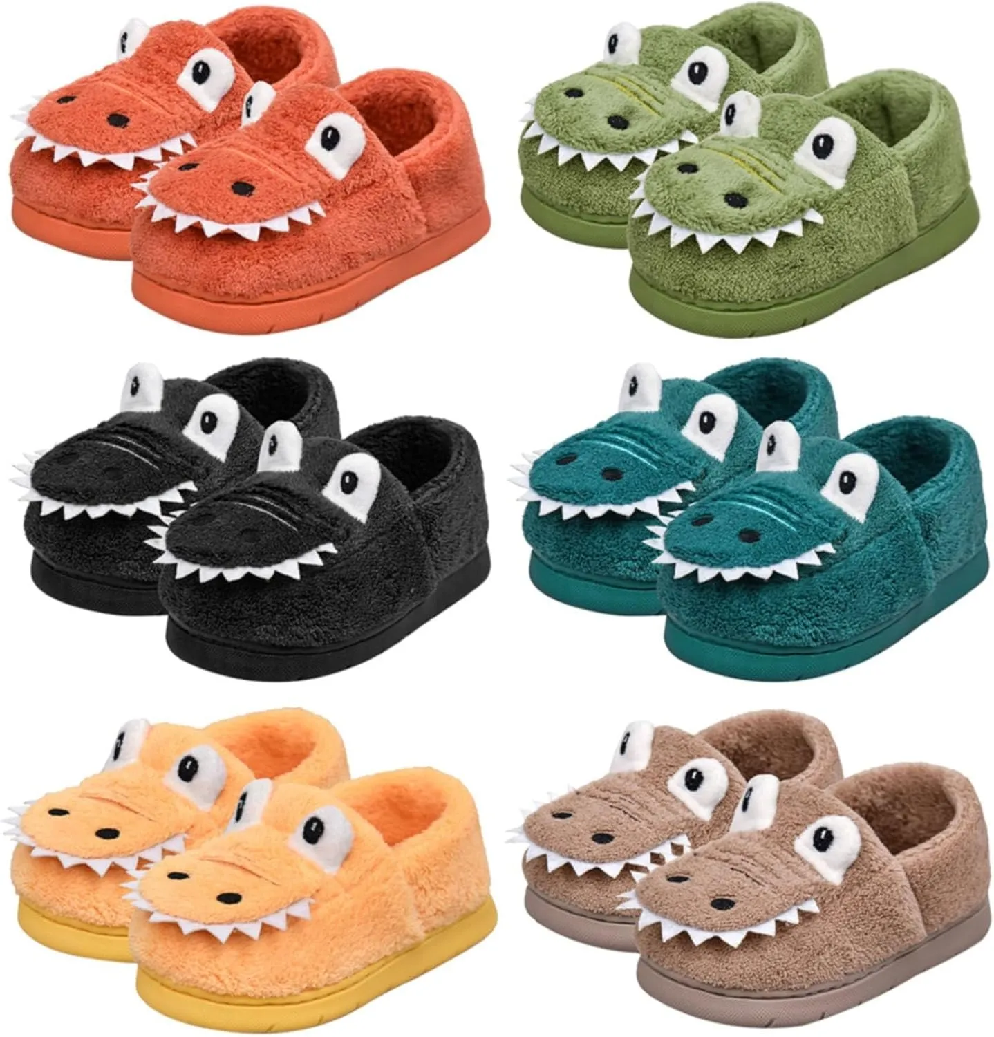 Unisex-Child Plush Faux ?????? Slip on House Slippers Boys Girls Cow ??rocodile Style Indoor Holiday Slippers