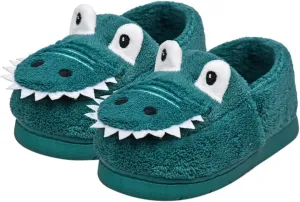 Unisex-Child Plush Faux ?????? Slip on House Slippers Boys Girls Cow ??rocodile Style Indoor Holiday Slippers