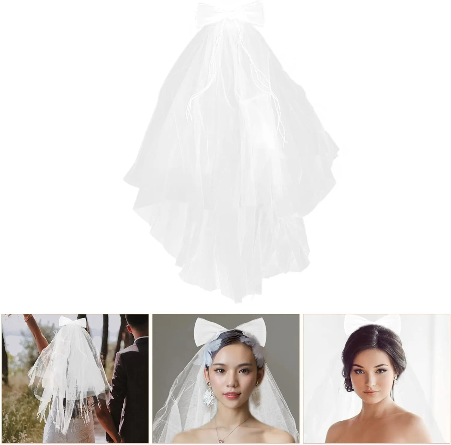 Veil White Wedding Dresses Accessories Bridal Accessories Bride Accessories Tiara for White Ribbon White
