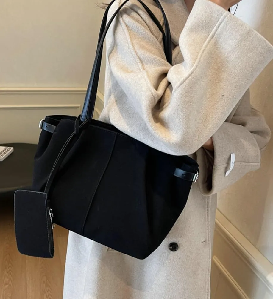 Vintage Suede Tote Bag for Women Satchel Shoulder Bag Underarm Bag Brown Suede Handbag Casual Commute Purse Winter