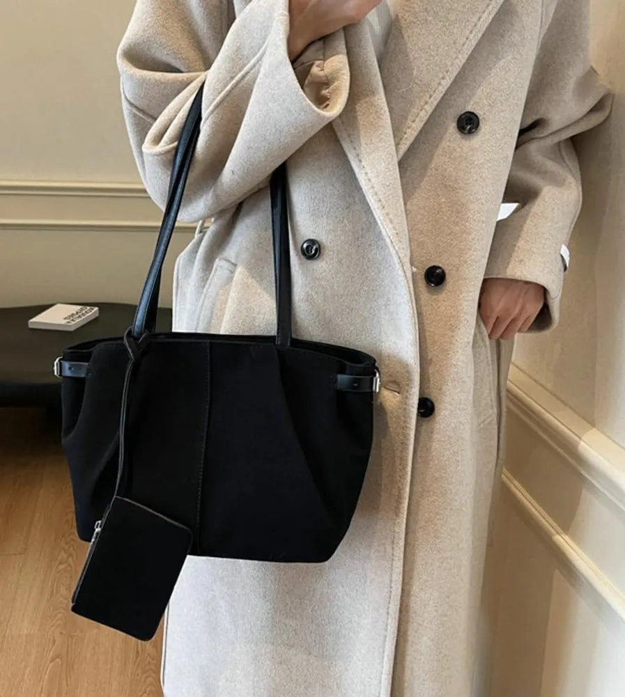Vintage Suede Tote Bag for Women Satchel Shoulder Bag Underarm Bag Brown Suede Handbag Casual Commute Purse Winter