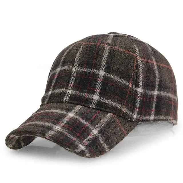 West Louis Plaid Woolen Baseball Cap