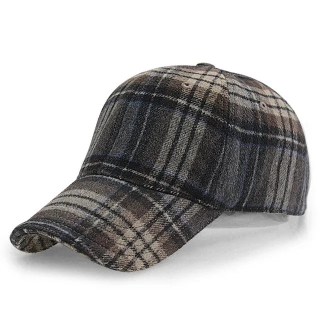 West Louis Plaid Woolen Baseball Cap