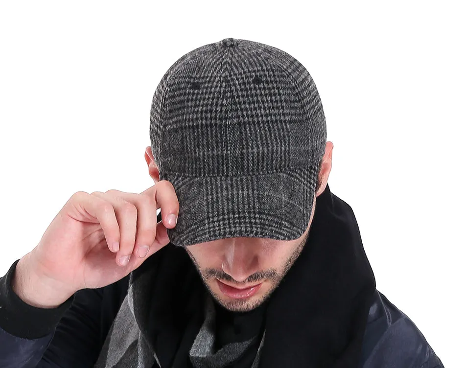 West Louis Plaid Woolen Baseball Cap