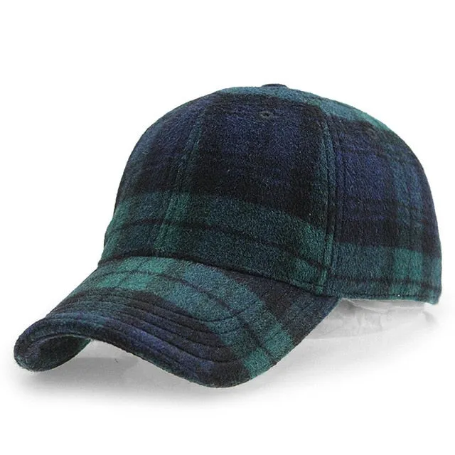 West Louis Plaid Woolen Baseball Cap