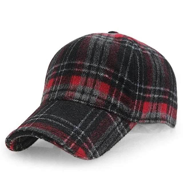 West Louis Plaid Woolen Baseball Cap