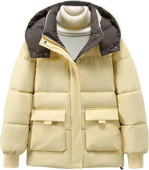 Winter Coats for Women 2024 Trendy Long Sleeve Full Zipper Down Coat Hooded Jackets with Pockets Outerwear