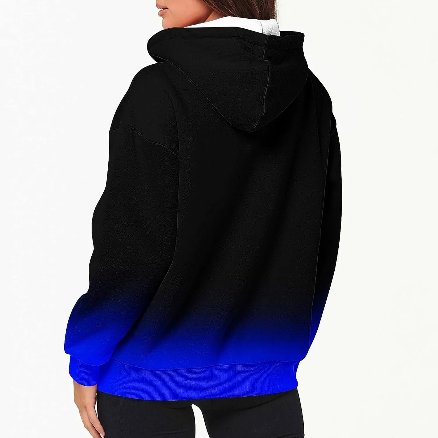 Winter Coats for Women Patchwork Color Cardigan Sweatshirts Long Sleeve Drawstring Hoodies with Pockets Jackets