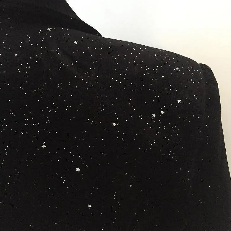Women Blazer, Silver Glitter Velvet Blazer