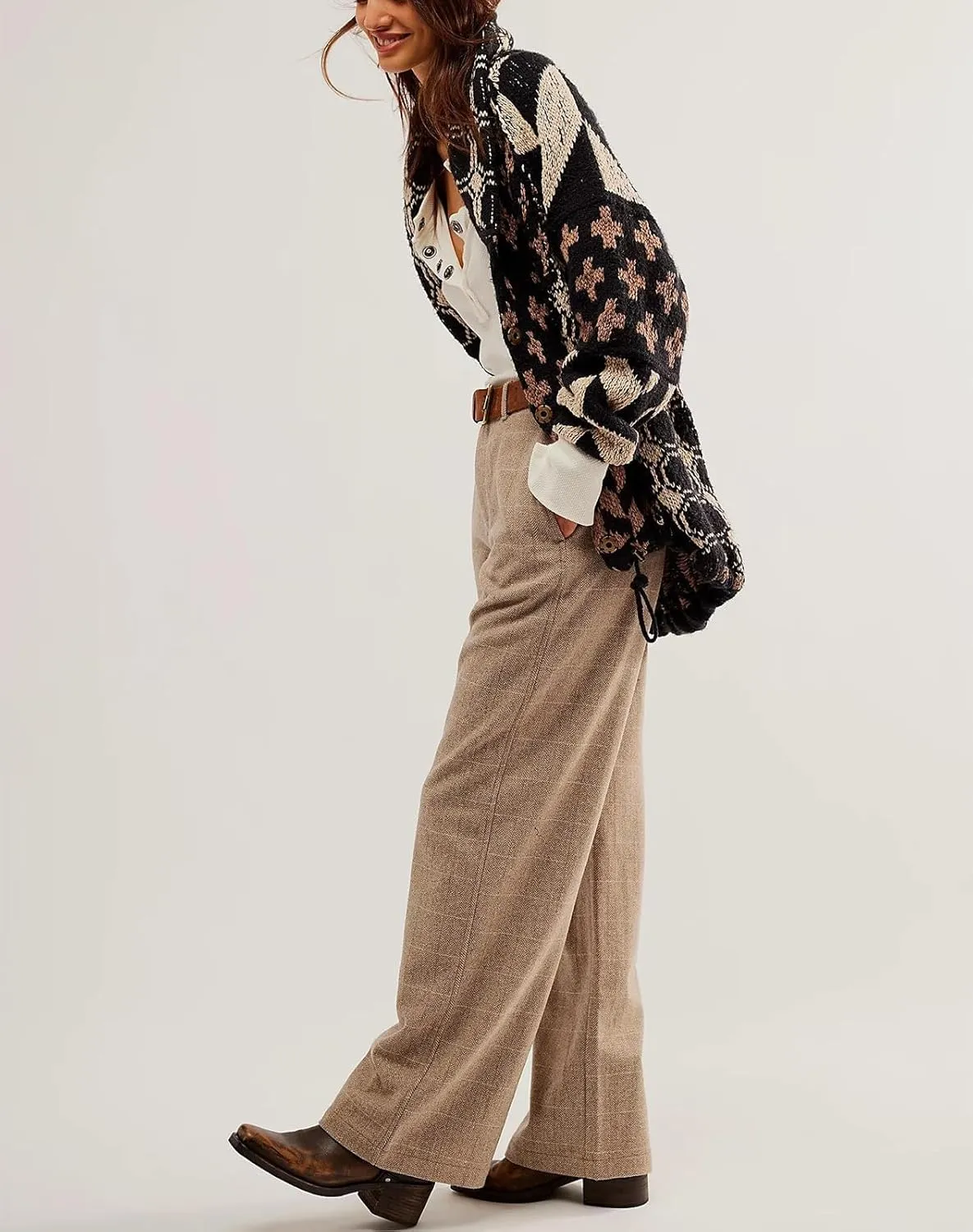 Women Cardigan Sweater Shawl Collar Button Down Oversized Sweaters Boho Fall Coat