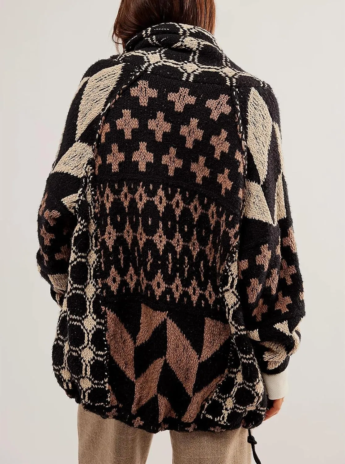 Women Cardigan Sweater Shawl Collar Button Down Oversized Sweaters Boho Fall Coat