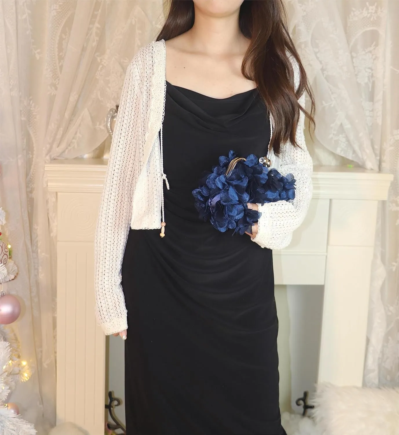 Women Evening Bag Flower Bride Floral Clutch Purse for Wedding Prom Kiss Lock