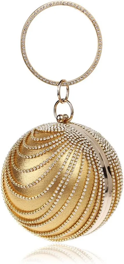 Women's Ball Shape Crystal Evening Clutch Purse Wedding Party HandBags