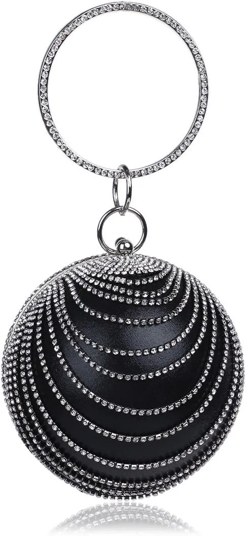 Women's Ball Shape Crystal Evening Clutch Purse Wedding Party HandBags