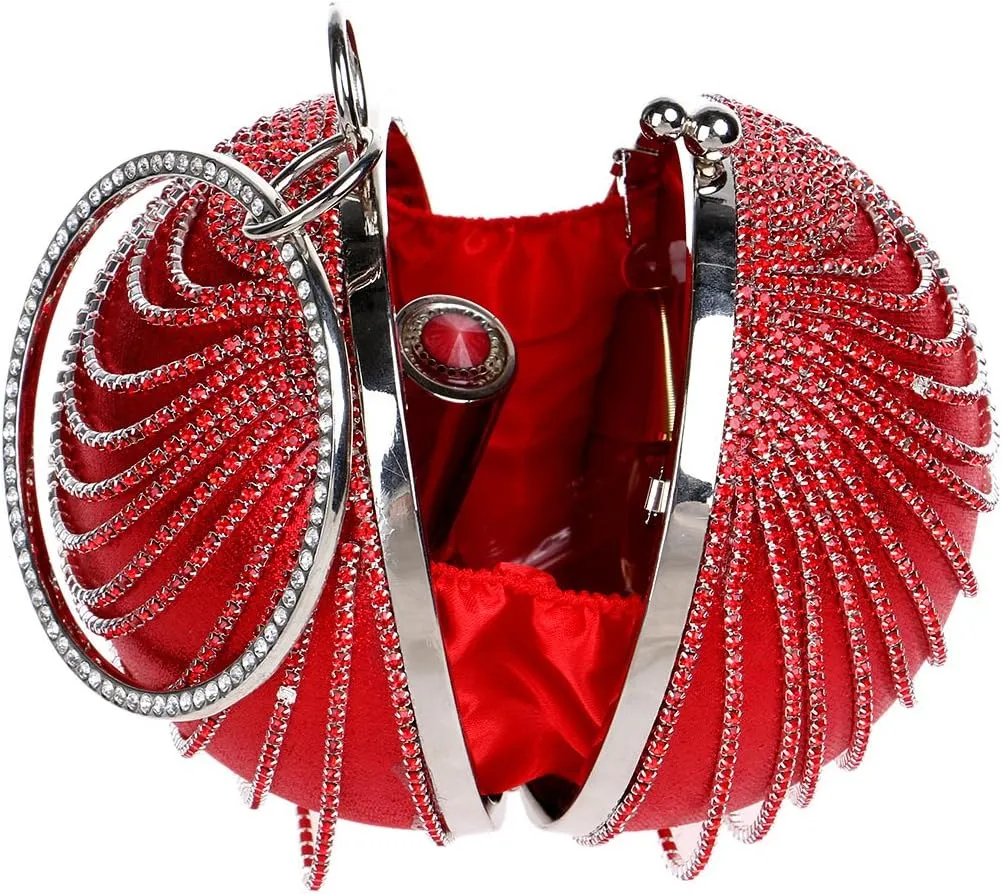 Women's Ball Shape Crystal Evening Clutch Purse Wedding Party HandBags