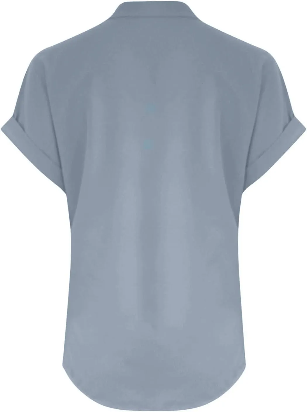 Womens Button Down Shirts Cotton Linen Short Sleeve V-Neck Shirts Solid Color Casual Loose Fit Work Blouse Tops