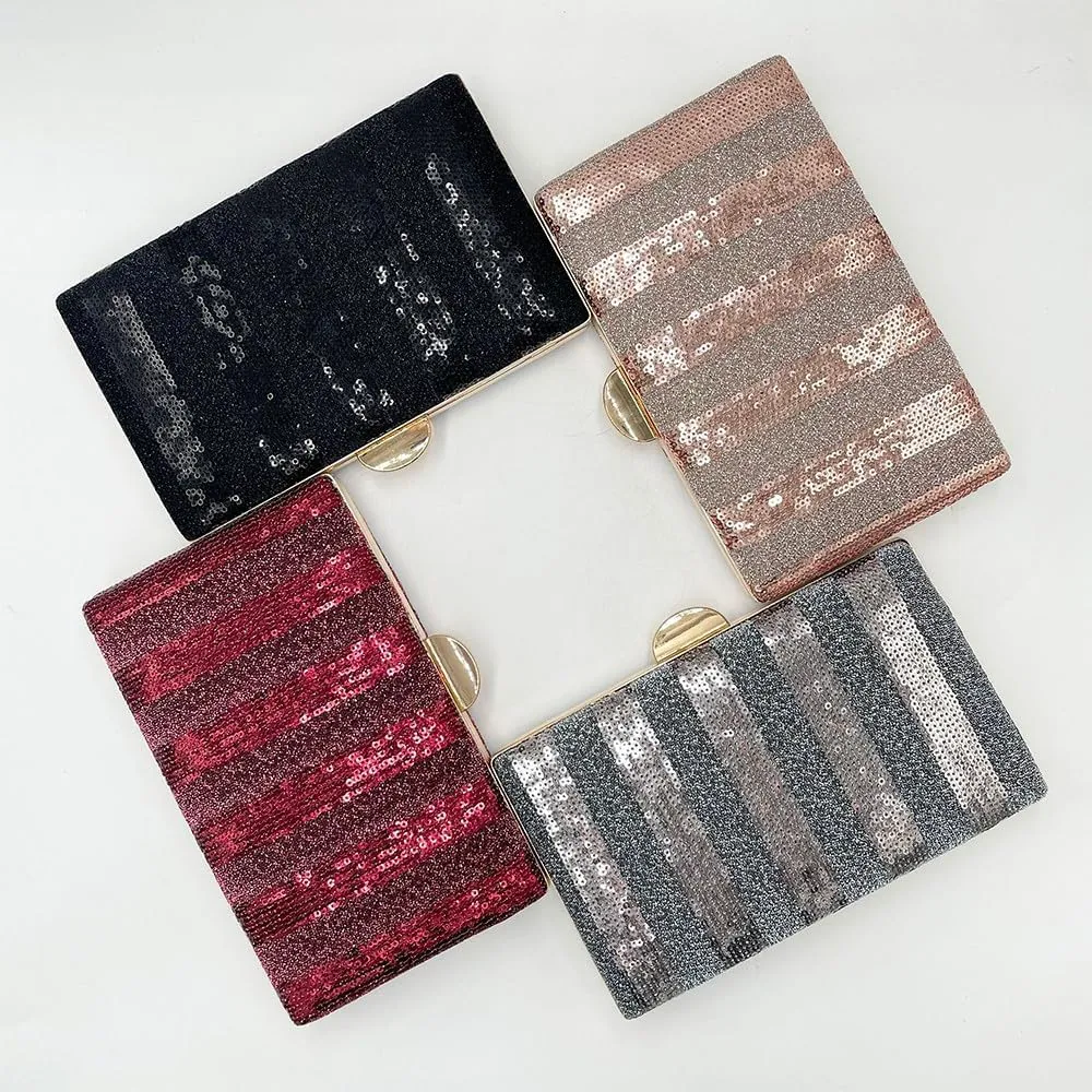 Womens Clutch Purse Evening with Shoulder Chain Pearl Sequins Women's Evening Handbags for Wedding Party Prom Red