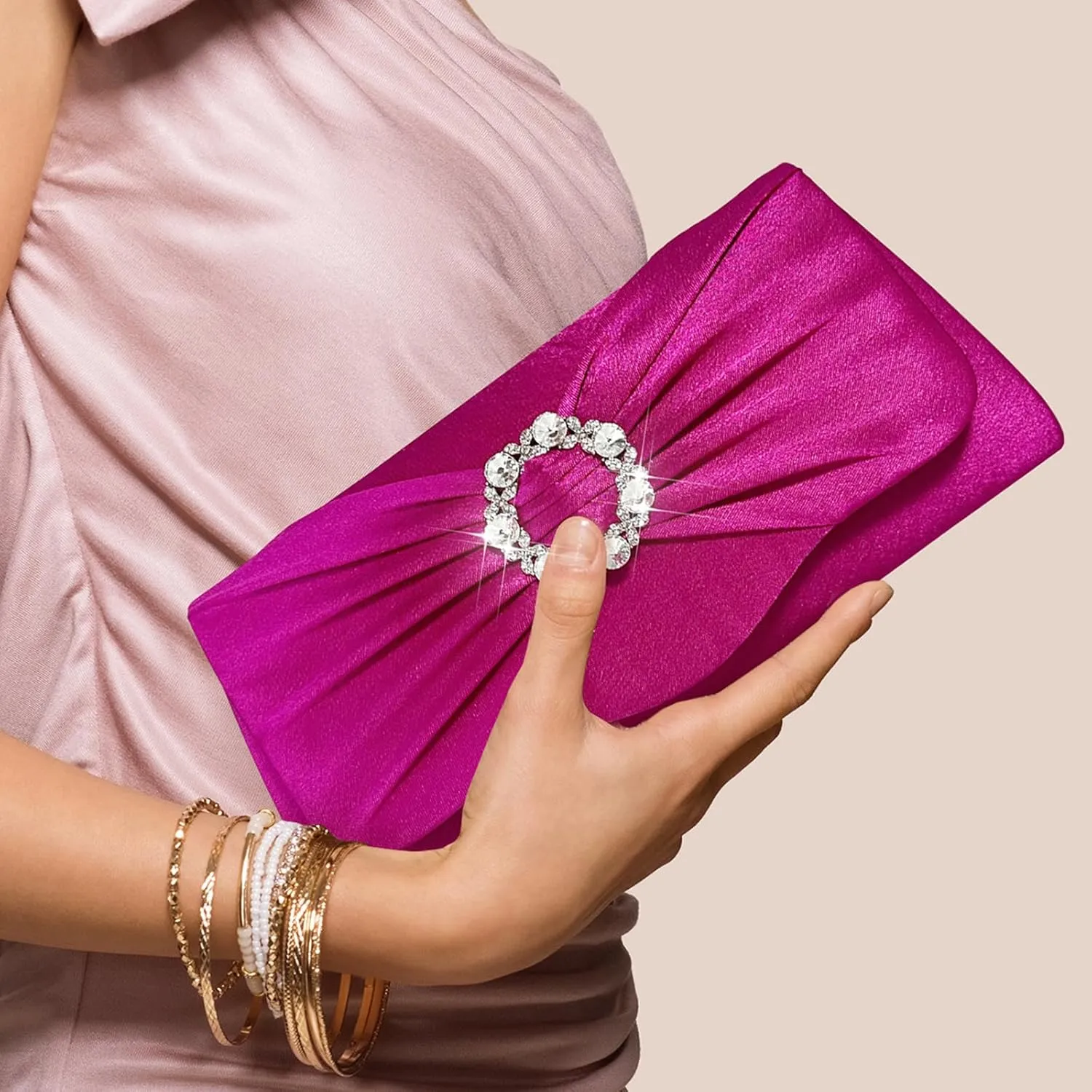 Womens Evening Bag Sparkly Bow Rhinestone Clutch Purses for Women Wedding Party Purses Glitter Cocktail Prom Handbags