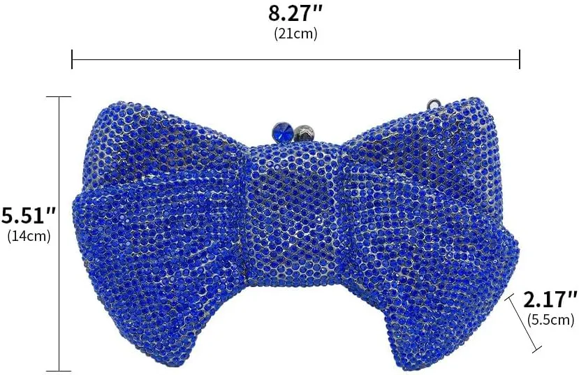 Women's Evening Handbags Luxury Purses and Handbags Rhinestone Wedding Clutch Purses for Women Diamond Purse Bow Blue