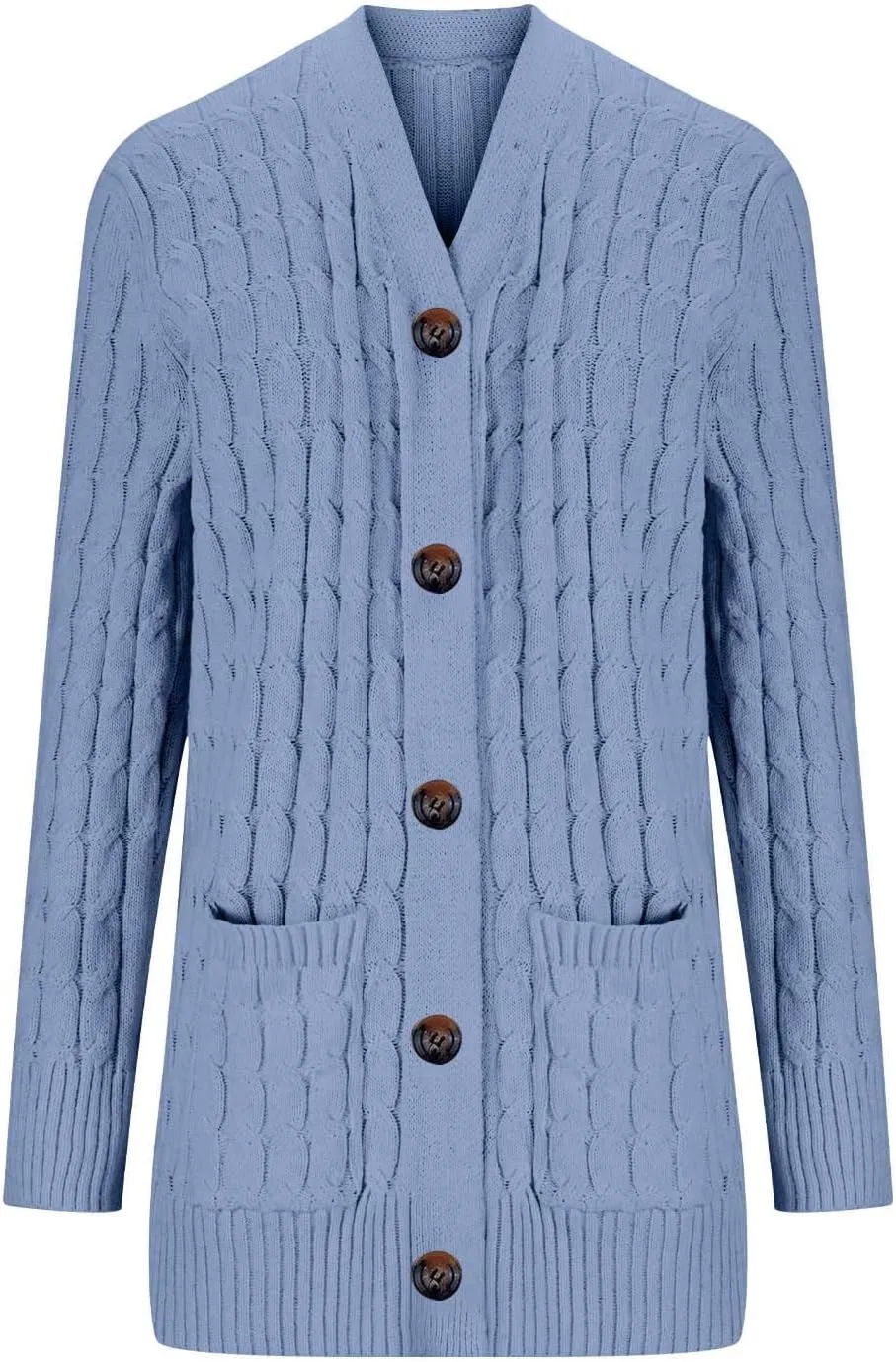 Womens Fall Jacket Plus Size V Neck Knit Sweaters Button Down Long Sleeve Cardigan Winter Coats with Pockets