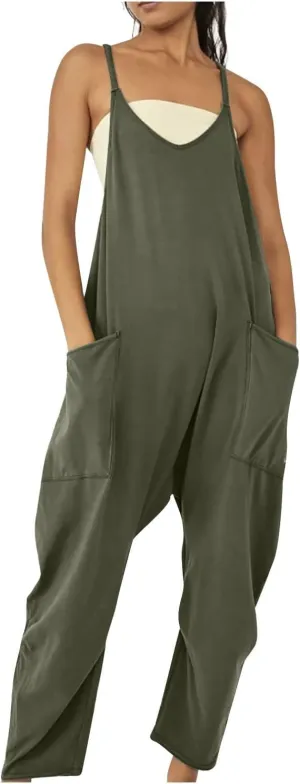 Womens Jumpsuits Casual Summer Sleeveless Spaghetti Strap Rompers Harem Long Pants Overalls Jumpers with Pockets 2023