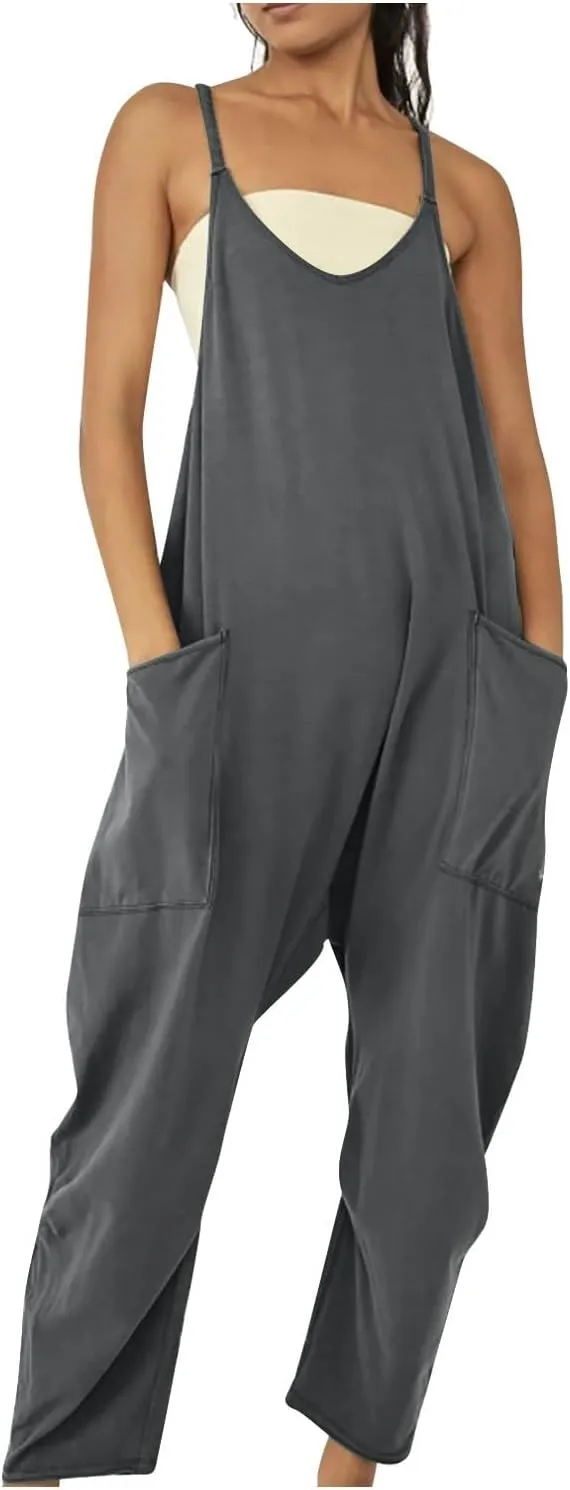 Womens Jumpsuits Casual Summer Sleeveless Spaghetti Strap Rompers Harem Long Pants Overalls Jumpers with Pockets 2023