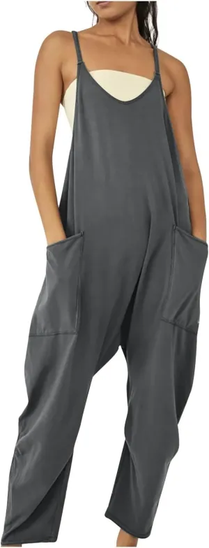 Womens Jumpsuits Casual Summer Sleeveless Spaghetti Strap Rompers Harem Long Pants Overalls Jumpers with Pockets 2023