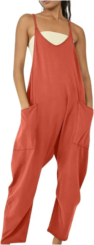 Womens Jumpsuits Casual Summer Sleeveless Spaghetti Strap Rompers Harem Long Pants Overalls Jumpers with Pockets 2023