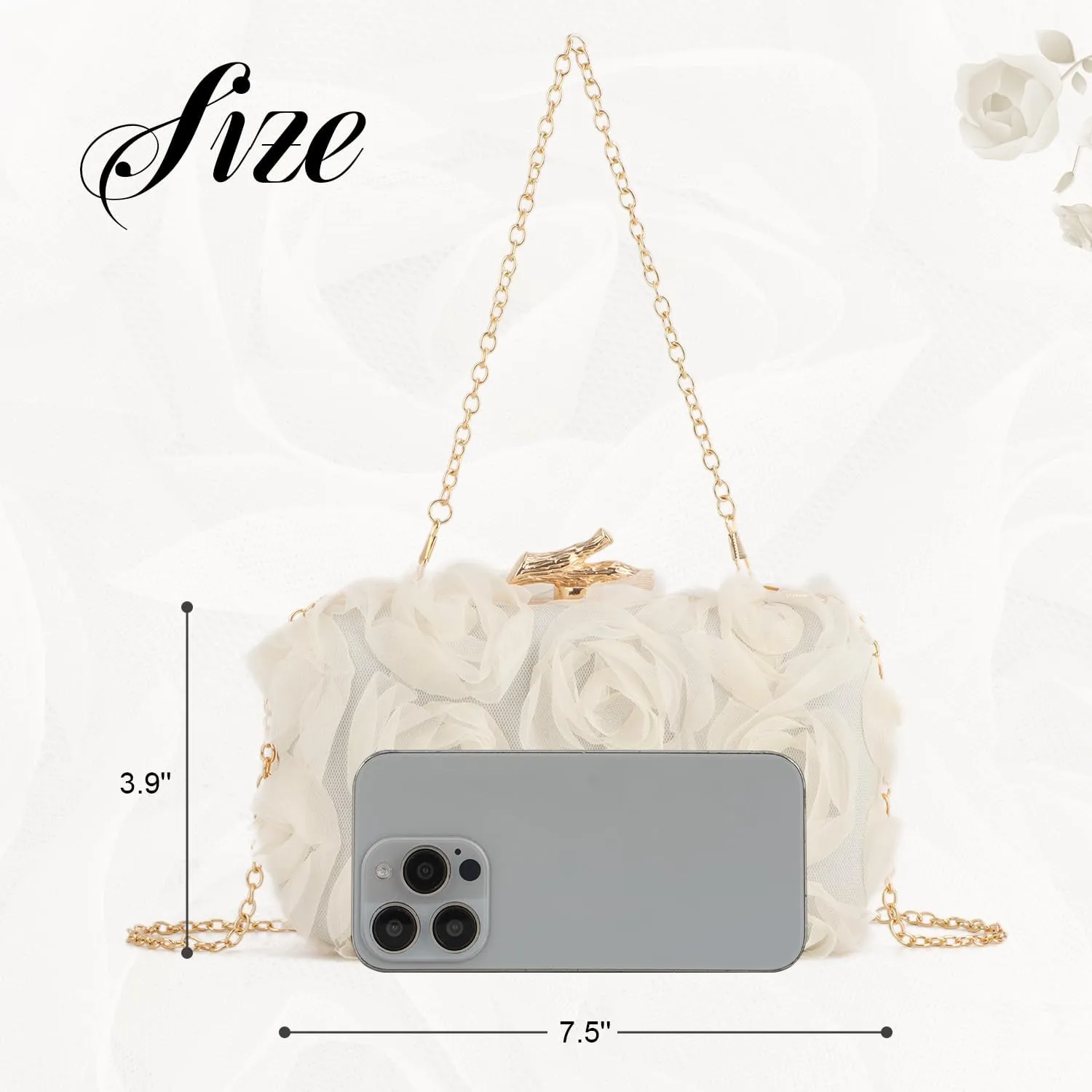 Women's Lace Floral Clutch Purses Formal Flower Evening Handbags with Chain for Wedding, Prom, Party