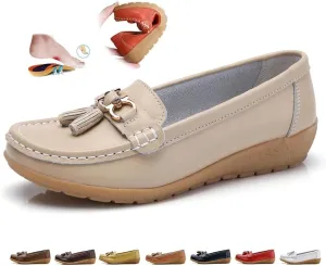 Women's Leather Breathable Moccasins Shoes Ladies Comfortable Dressy Moccasins Driving Penny Loafers Orthopedic Loafers in Breathable Leather
