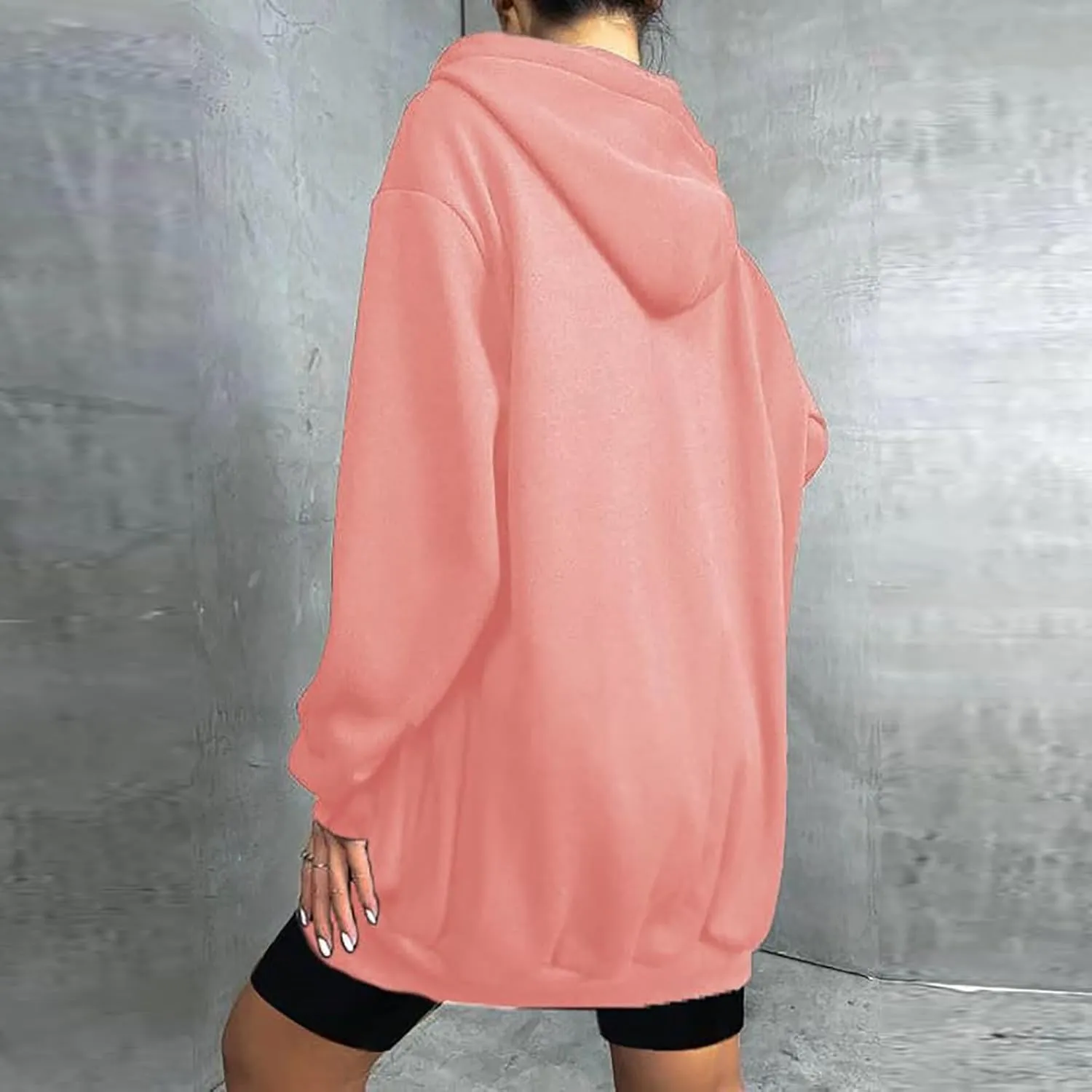 Womens Long Fleece Zip Up Jacket 2024 Fall Casual,Oversized Hoodie Sleeve Sweatshirt with Pockets Winter Coats