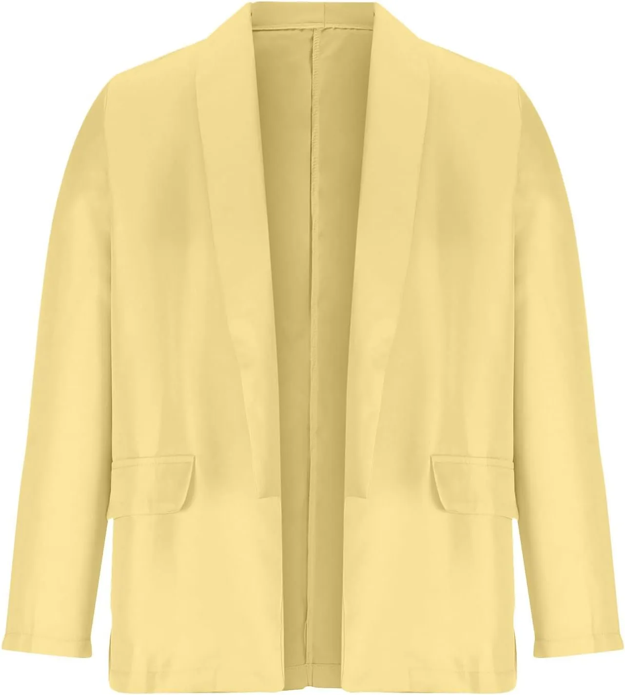 Womens Open Front Lightweight Casual Suit Jackets Fashion Long Sleeve Solid Color Business Oversized Blazer Coats