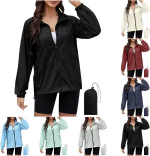 Womens Rain Jacket Waterproof with Hood Lightweight Windbreaker Jacket Packable Rain Coats