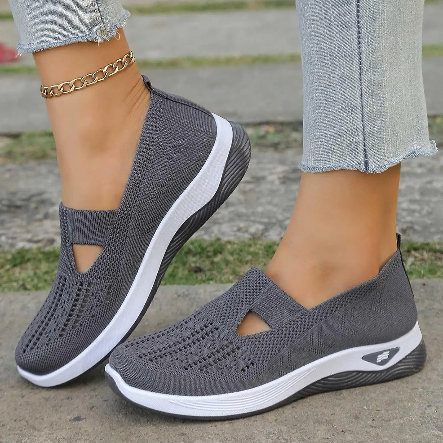 Women's Sandals Orthopedic Arch Support Sandals Memory Foam Sandals Mesh Breathable Soft Sneakers Slip on Walking Shoes