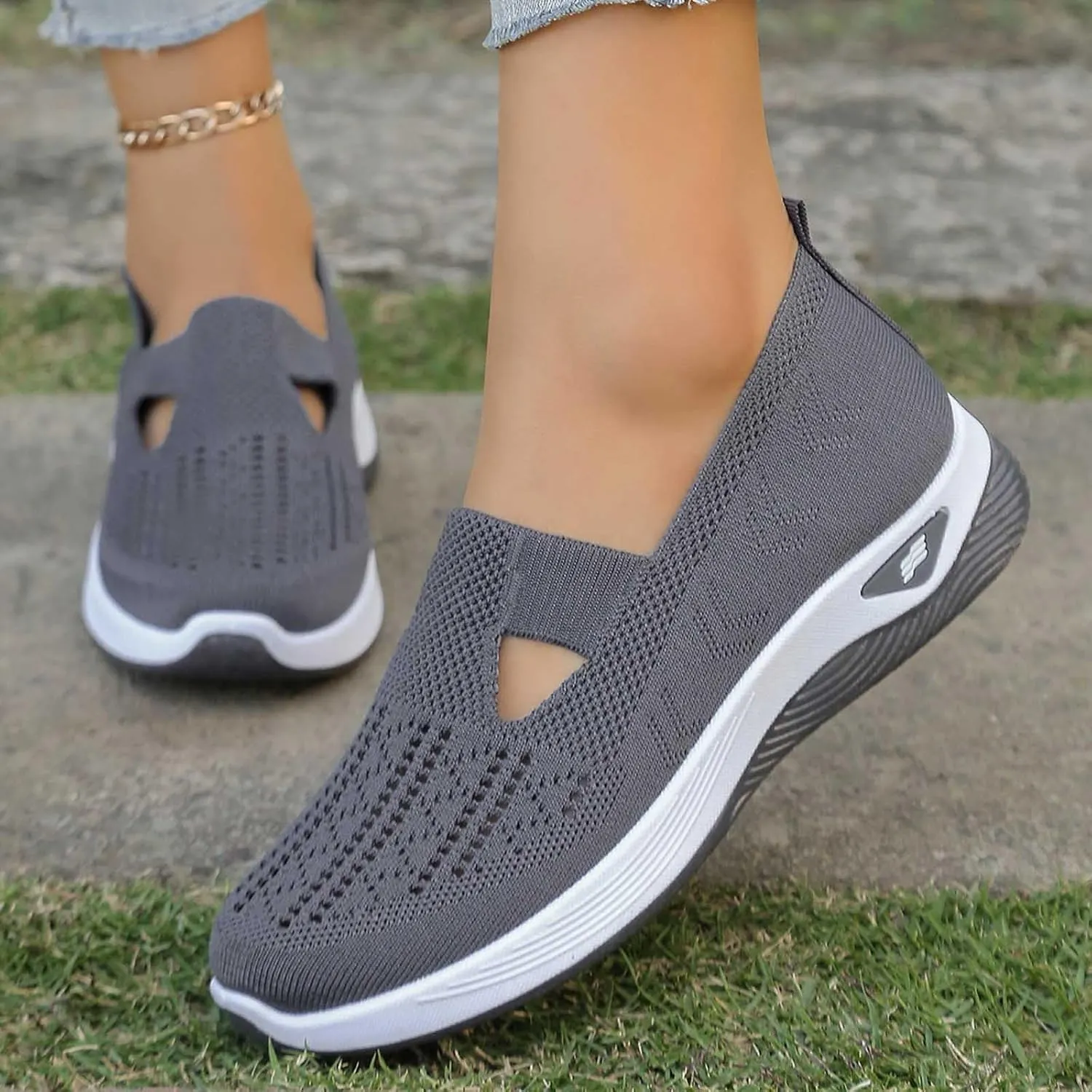 Women's Sandals Orthopedic Arch Support Sandals Memory Foam Sandals Mesh Breathable Soft Sneakers Slip on Walking Shoes