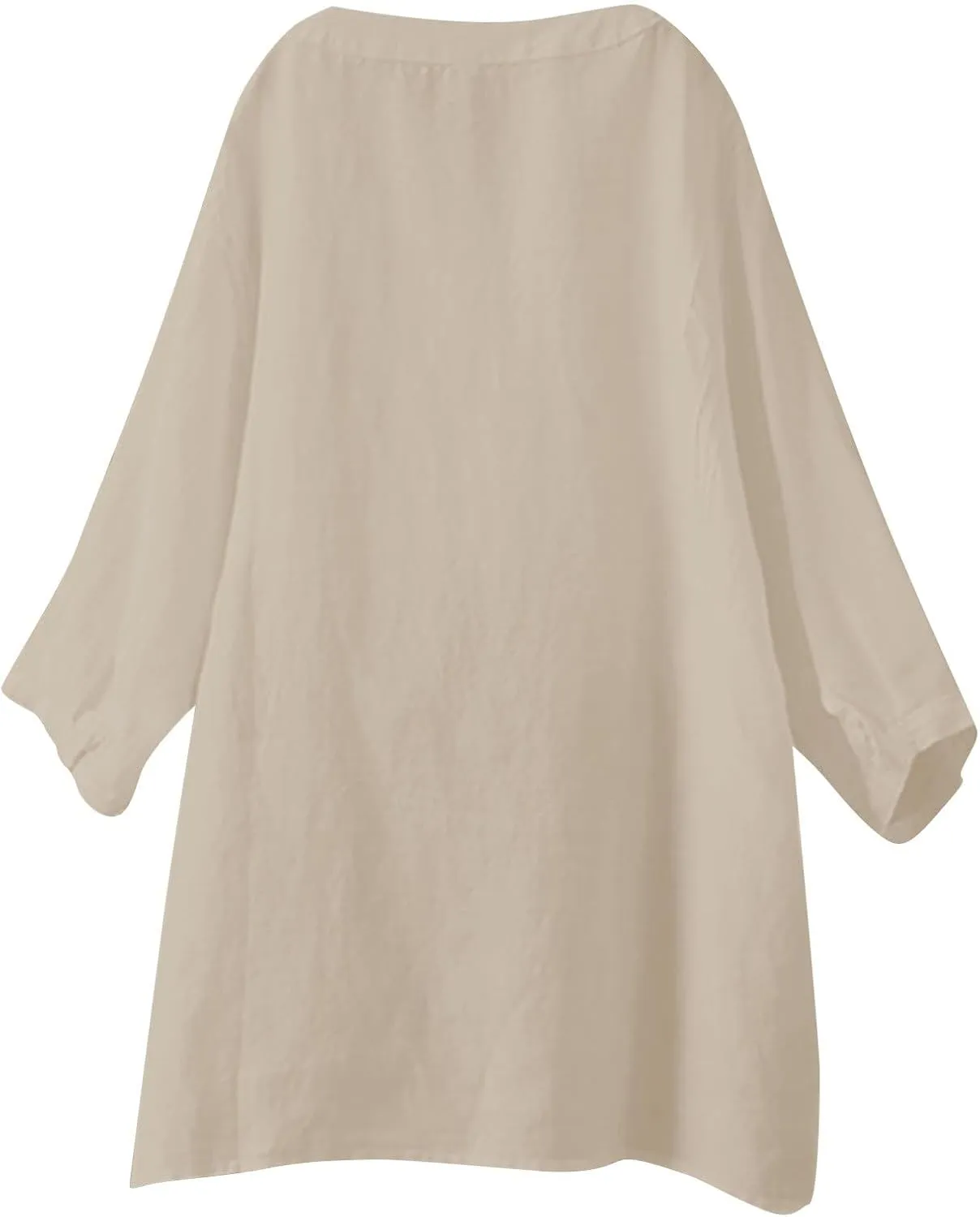 Women's Solid Henley V-Neck Linen Shirt - 2025 Lightweight Summer Beach Top, Short Sleeve Boho Button Front Casual Blouse
