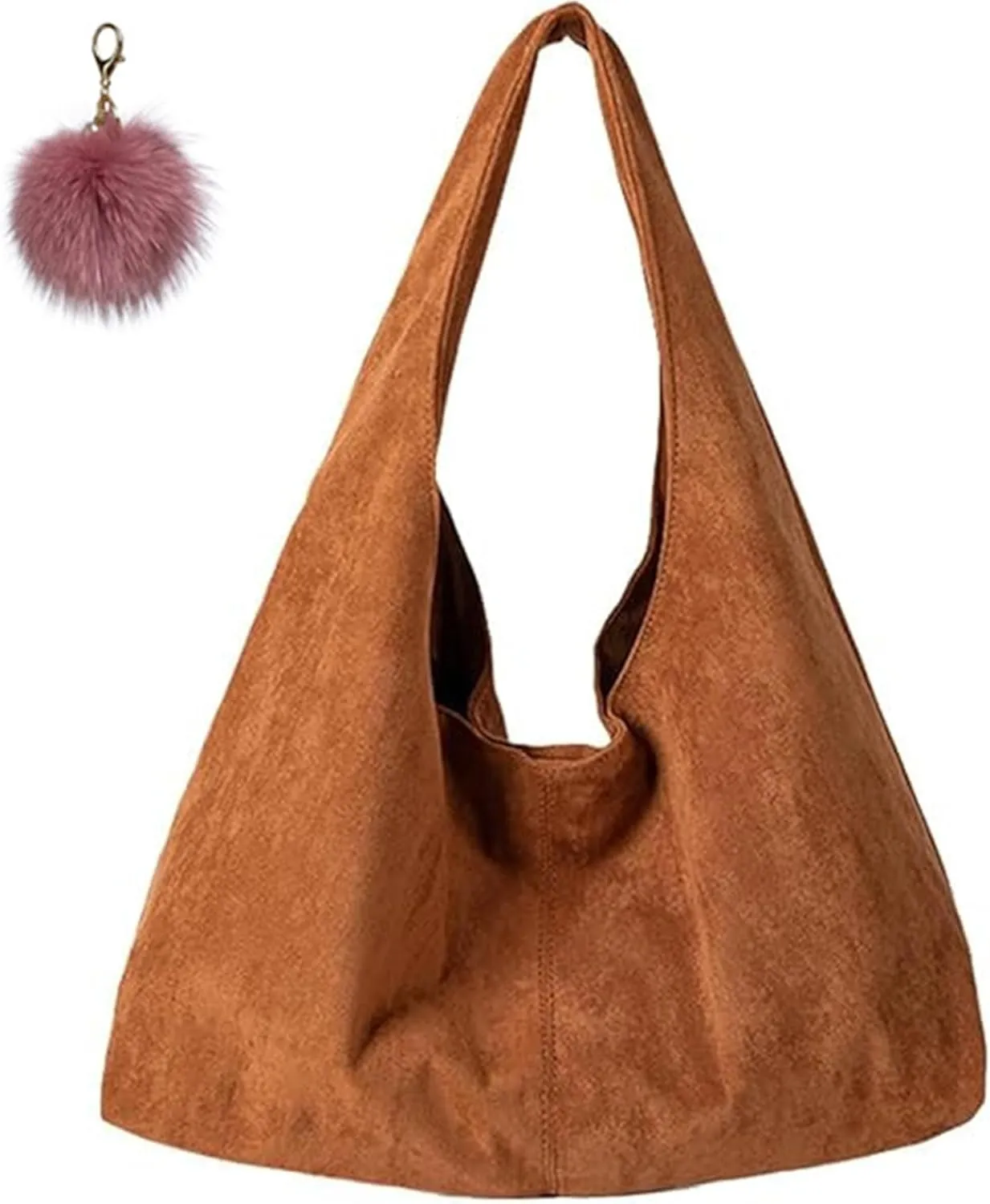 Women's Suede Tote Bag,Winter Retro Hobo Underarm Shoulder Bag for Commuting,Large Capacity Slouchy Purse Work Handbag