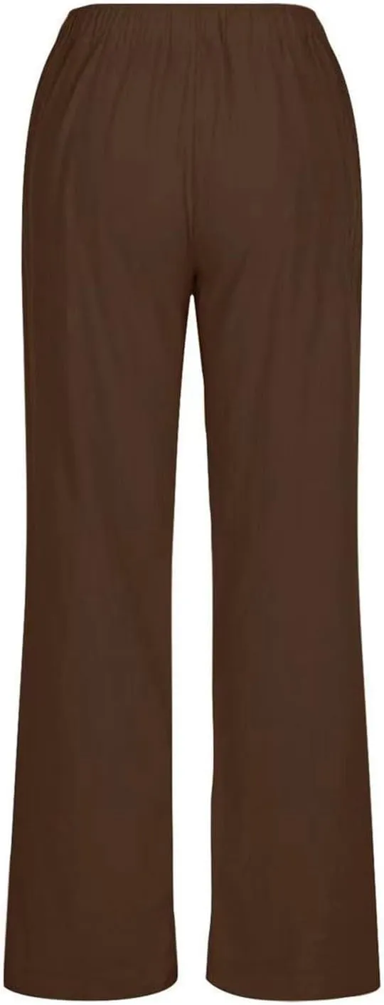Womens Summer Linen Pants Casual Button up High Waisted Pant Dressy Wide Leg Long Trousers Pant Palazzo Lounge Pants