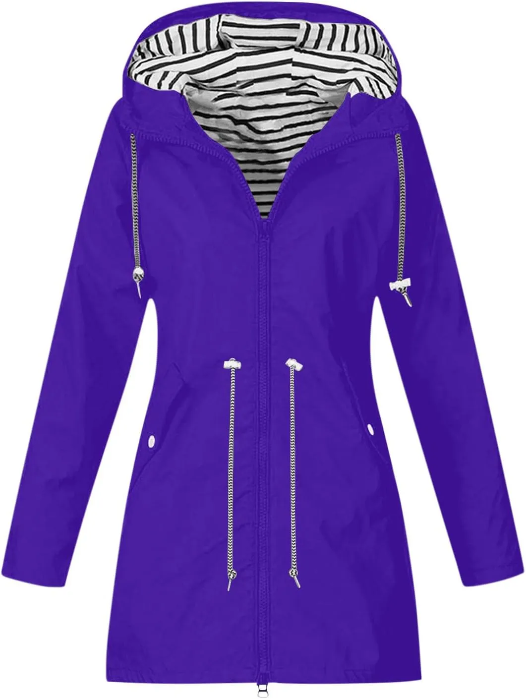 Womens Waterproof Rain Jacket with Hood Lightweight Rain Coats Outdoor Windbreaker Jackets Zip Up Windproof Coats