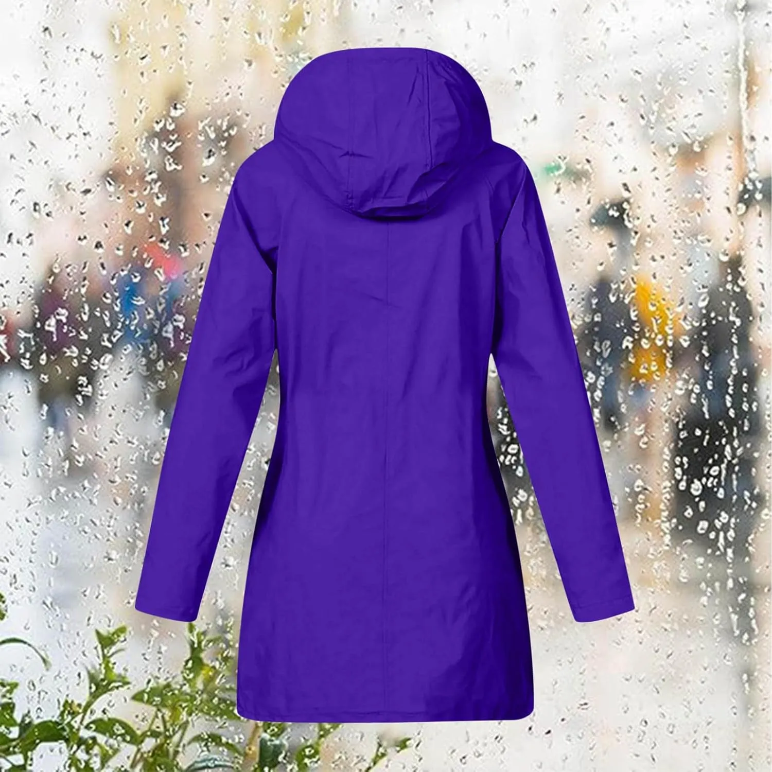 Womens Waterproof Rain Jacket with Hood Lightweight Rain Coats Outdoor Windbreaker Jackets Zip Up Windproof Coats
