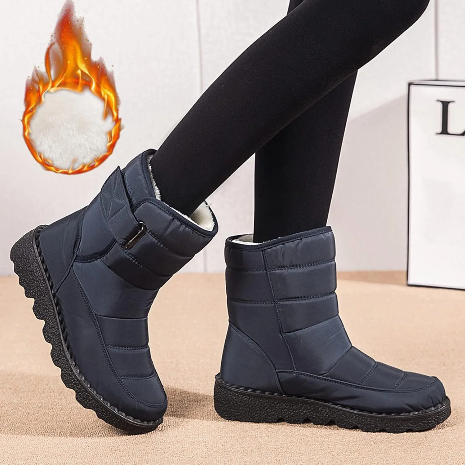 Womens Winter Boots Snow Boots for Women Waterproof Thick Bottom Waterproof Mid Calf Boots for Women Comfy Warm