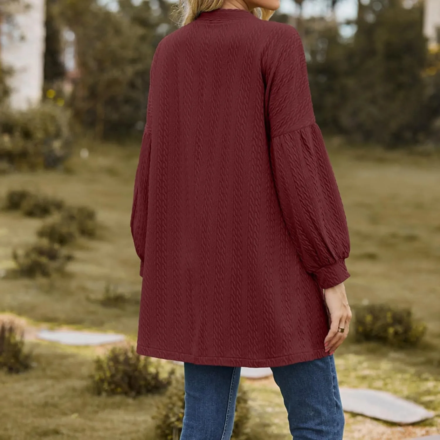 Womens Winter Coats Plus Size Solid Long Sleeve Cardigan Tops Casual Loose Fitting Open Front Fall Jackets