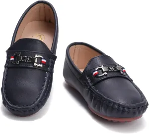 WUIWUIYU Boys Girls Soft Leather Loafer Casual Moccasin Flats Dress Shoes Penny Loafers School Dress Shoes