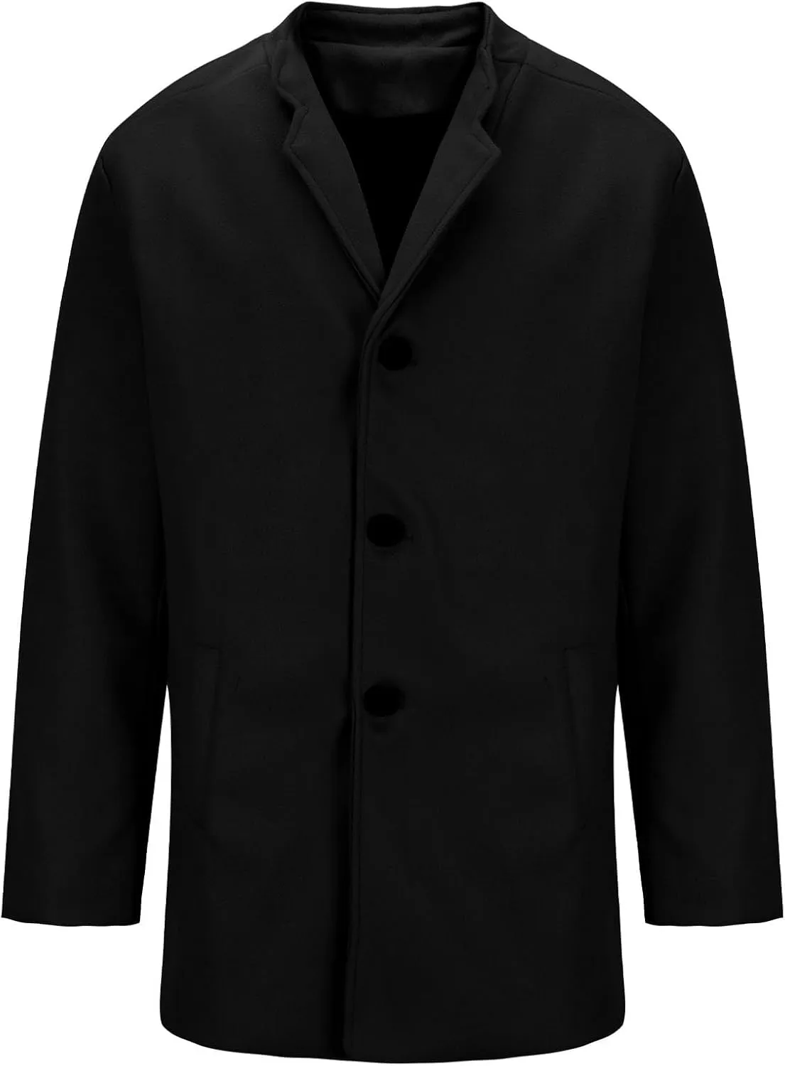Xiaojmake Men All Weather Top Wool Blend Coat Single Breasted Pea Coat Winter Warm Overcoat Stand Collar Slim Fit Trench Coat