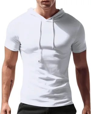 Ymosrh Men's Shirts Graphic Tees Short Sleeve Hooded T Shirts Lightweight Hoodie Pullover T Shirts Short, S-4XL